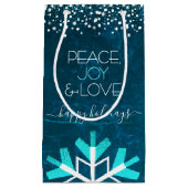 ブルースノーフレークピースジョイラブタイポグラフィ モダン スモールペーパーバッグ (正面)