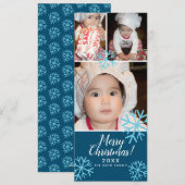 ブルースノーフレークベイビー写真コラージュ クリスマスおめでとう シーズンカード (正面/裏面)