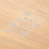 ブルースノーフレークベビーその冷たい屋外ベビーシャワー アクリル招待状 (レイダウン)