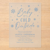 ブルースノーフレークベビーベビーシャワー外は寒い アクリル招待状 (正面)