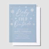 ブルースノーフレークベビーベビーシャワー外は寒い ベラム紙招待状 (オフセット)