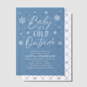 ブルースノーフレークベビーベビーシャワー外は寒い ベラム紙招待状 (オフセット (招待状))