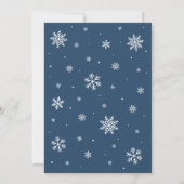 ブルースノーフレークベビーベビーシャワー外は寒い 招待状 (裏面)
