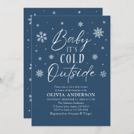 ブルースノーフレークベビーベビーシャワー外は寒い 招待状
