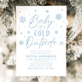 ブルースノーフレークベビーベビーシャワー外は寒い 招待状