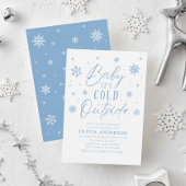 ブルースノーフレークベビーベビーシャワー外は寒い 招待状