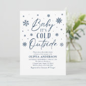 ブルースノーフレークベビーベビーシャワー外は寒い 招待状 (スタンド正面)