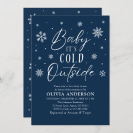 ブルースノーフレークベビーベビーシャワー外は寒い 招待状