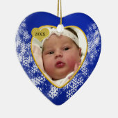 ブルースノーフレークベビー第1回クリスマス写真 セラミックオーナメント (右)
