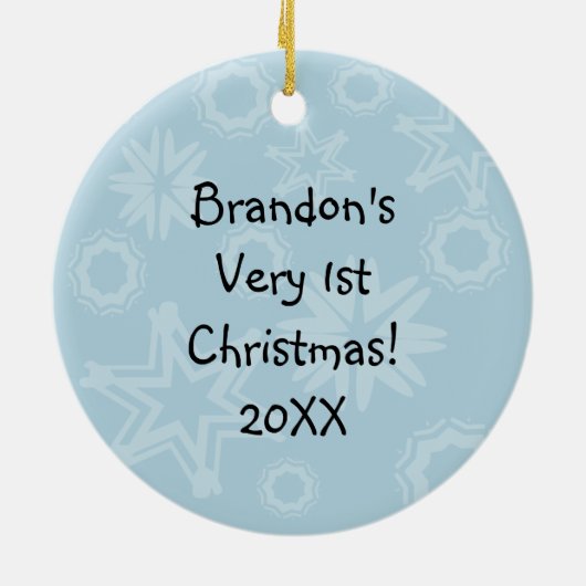 ブルースノーフレークベビー1stクリスマスオーナメント セラミックオーナメント (裏面)
