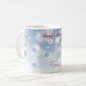 ブルースノーフレークミニマリストの赤い文字 コーヒーマグカップ (正面左)