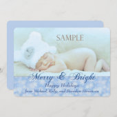 ブルースノーフレークメリーと明るいテンプレートクリスマス シーズンカード (正面/裏面)
