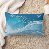 ブルースノーフレークメリークリスマス装飾用クッション ランバークッション (ブランケット)