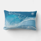 ブルースノーフレークメリークリスマス装飾用クッション ランバークッション (正面)