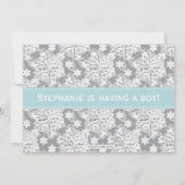 ブルースノーフレークモバイルクリブベビーシャワー招待状 招待状 (裏面)