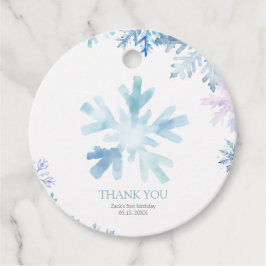 ブルースノーフレークラウンドメッセージカードファースト誕生日 フェイバータグ