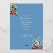 ブルースノーフレークレッドベリークリスマスグリーティング 箔シーズンカード (裏面)