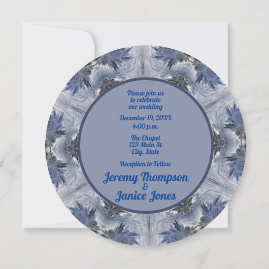 ブルースノーフレーク万華鏡のように千変万化するパターンデザイン招待状 招待状 (裏面)