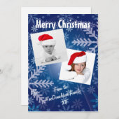 ブルースノーフレーク写真テンプレートクリスマス シーズンカード (正面/裏面)