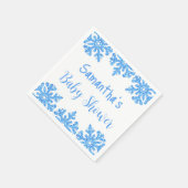 ブルースノーフレーク冬の男の子の赤ちゃんシャワー スタンダードカクテルナプキン (角)