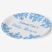 ブルースノーフレーク冬の男の子の赤ちゃんシャワー ペーパープレート (アングル)