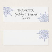 ブルースノーフレーク冬の結婚式ありがとうメッセージカード (正面&裏面)