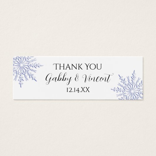 ブルースノーフレーク冬の結婚式ありがとうメッセージカード (正面)