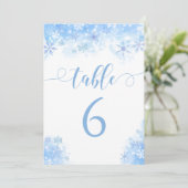 ブルースノーフレーク冬の結婚式のテーブル番号 招待状 (スタンド正面)