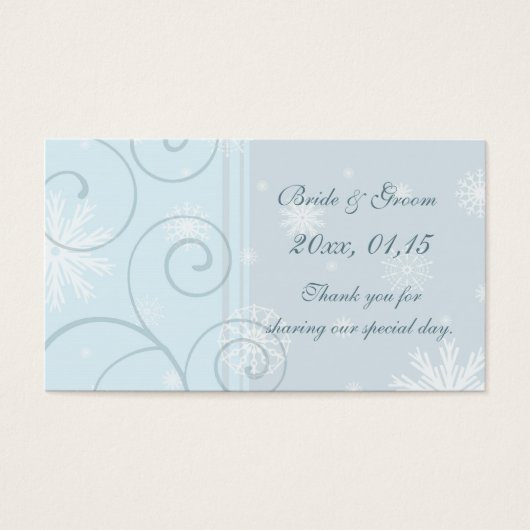 ブルースノーフレーク冬の結婚式の好意タグ (正面)