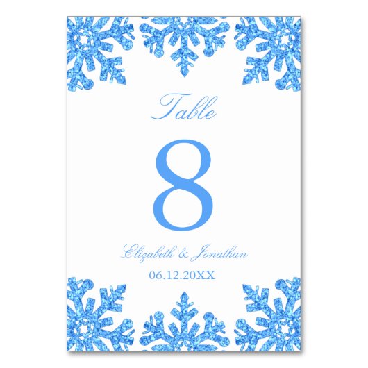 ブルースノーフレーク冬の結婚式 テーブルナンバー (正面)