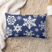 ブルースノーフレーク冬クリスマスホリデーパターン ランバークッション (ブランケット)