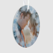 ブルースノーフレーク初めてのクリスマス結婚した写真 オーナメント (正面)