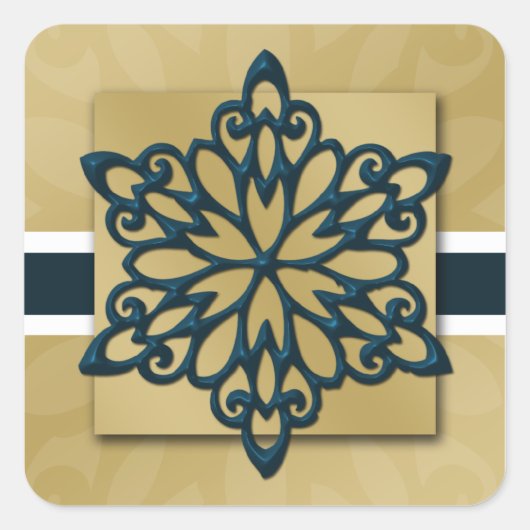 ブルースノーフレーク封筒用シール スクエアシール (正面)