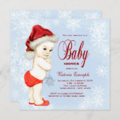 ブルースノーフレーク少年たちクリスマスベビーシャワー 招待状 (正面/裏面)