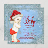 ブルースノーフレーク少年たちクリスマスベビーシャワー 招待状 (正面/裏面)