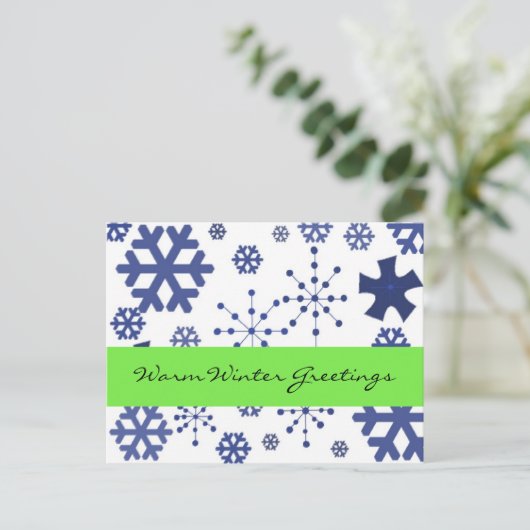 ブルースノーフレーク暖かい冬の挨拶 ポストカード (スタンド正面)