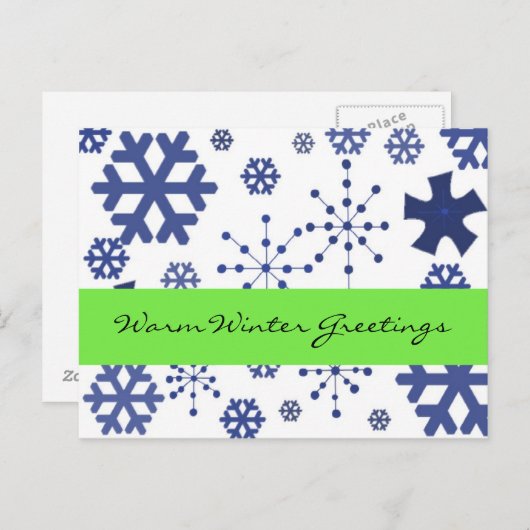 ブルースノーフレーク暖かい冬の挨拶 ポストカード (正面/裏面)