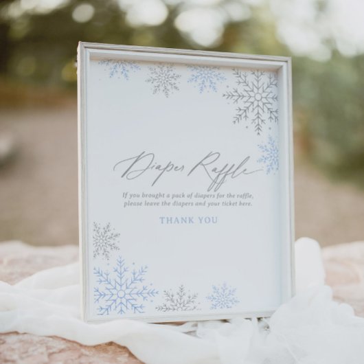 ブルースノーフレーク男の子の赤ちゃんシャワーおむつラッフルサイン ポスター