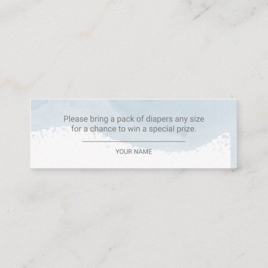 ブルースノーフレーク男の子の赤ちゃんシャワーおむつラッフル スキニー名刺 (裏面)