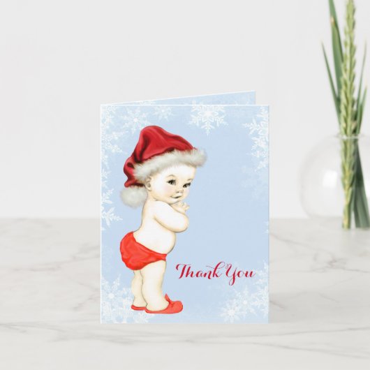 ブルースノーフレーク男の赤ちゃんシャワーサンキュー サンキューカード (正面)