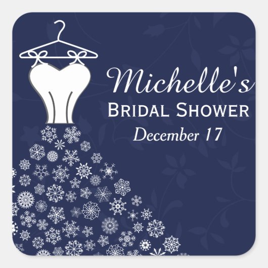 ブルースノーフレーク結婚ズドレスブライダルシャワーの恩恵 スクエアシール (正面)