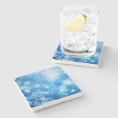 ブルースノーフレーク背景テクスチャデジタルアート ストーンコースター (横)