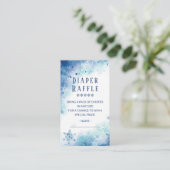 ブルースノーフレーク赤ちゃんシャワーおむつラッフルチケット エンクロージャーカード (スタンド正面)