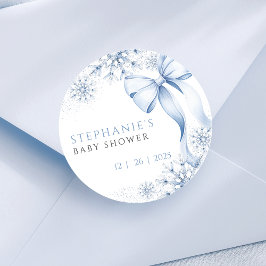 ブルースノーフレーク赤ちゃんシャワーステッカー ラウンドシール