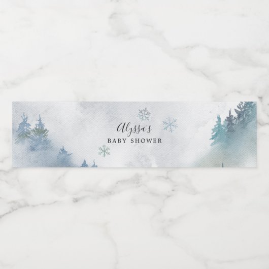 ブルースノーフレーク赤ちゃんシャワー ペットボトルラベル (シングルラベル)