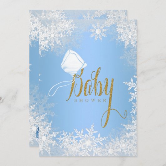 ブルースノーフレーク赤ちゃんシャワー 招待状 (正面/裏面)