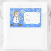 ブルースノーフレーク雪だるまクリスマスプレゼントラベル 長方形シール (バッグ)