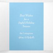 ブルースノーフレーク2枚フォト新婚ホリデートリフォールド 三つ折りクリスマスカード (内部中)