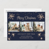 ブルースノーフレーク3写真メリークリスマス シーズンポストカード (正面/裏面)