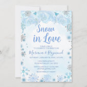 ブルースノーフレーク・ウィンタースノーインラブカップル・シャワー 招待状 (正面)